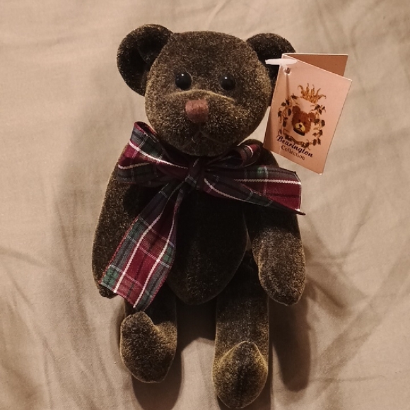 Bearington Other - Y2k Vintage Bearington Mini Velvet Teddy Bear with Plaid Bow